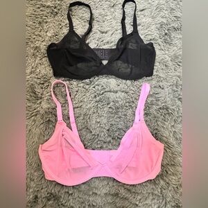 CUUP The Plunge Mesh Bra Bundle Black Pink 32E